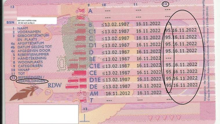 Code 95 niet op het rijbewijs voor 10/9/2016?